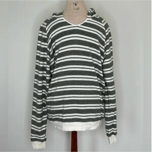 Chubbies Men's Cotton Gray and White Striped Beach Hoodie Size Medium